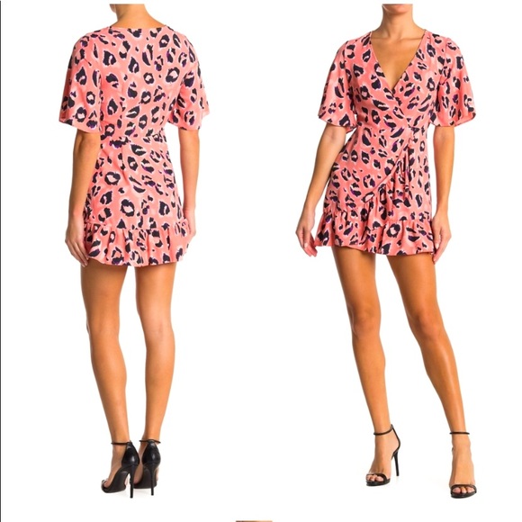 Topshop Dresses & Skirts - Topshop Blair Leopard Wrap Ruffle Mini Dress